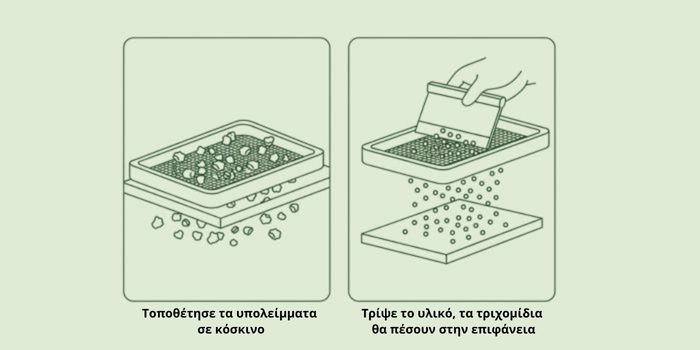 Κοσκίνισμα σε επίπεδη επιφάνεια (ξηρό κοσκίνισμα) χασίς